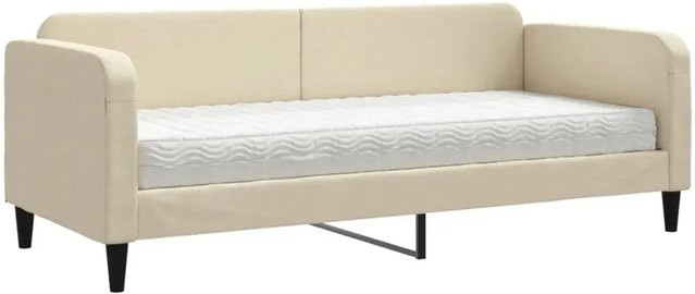 vidaXL Tagesbett mit Matratze in Creme und Beige, gepolstert mit Stoff und Schaumstoff, B/T/H: 80 x 200 x 90 cm - Bild 1