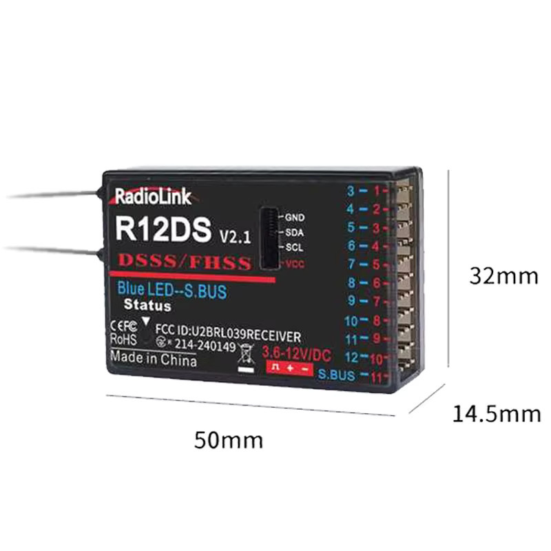 Radiolink R12DS 2.4G RC-Empfänger in Schwarz für RC-Flugzeuge und Drohnen - Bild 2