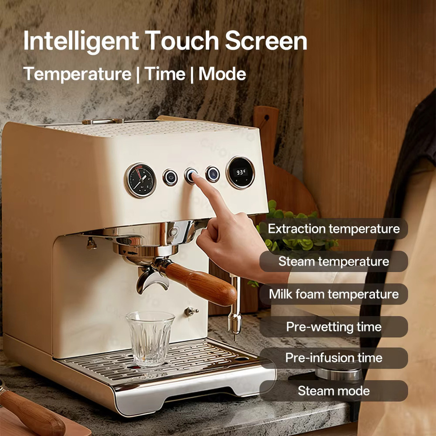 CAFOVO G3028A Halbautomatische Espressomaschine mit Doppelkessel und Doppelpumpe, Weiß, Edelstahl - Bild 5