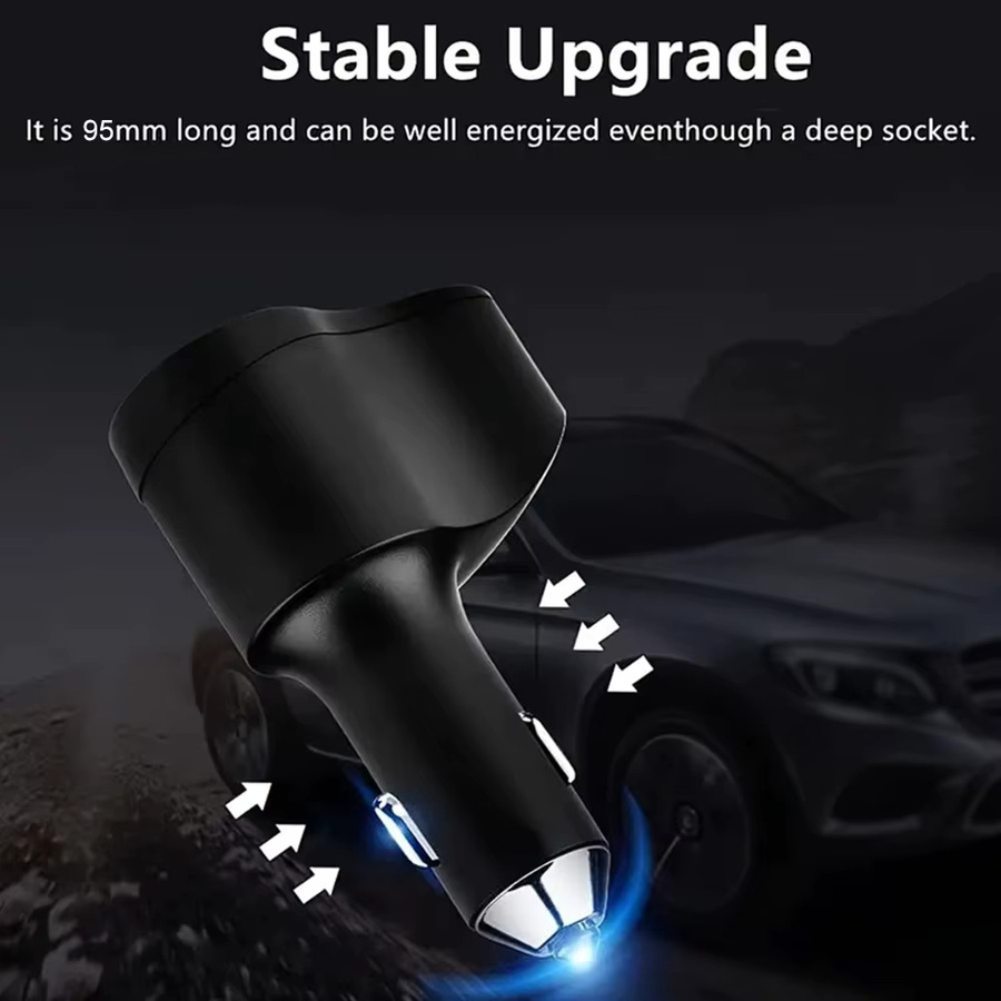 GUSEYEE Multifunktionaler Auto USB Ladegerät mit 4 Ports und 66 W Schnellladegerät, Dual USB PD Adapter in Schwarz - Bild 3