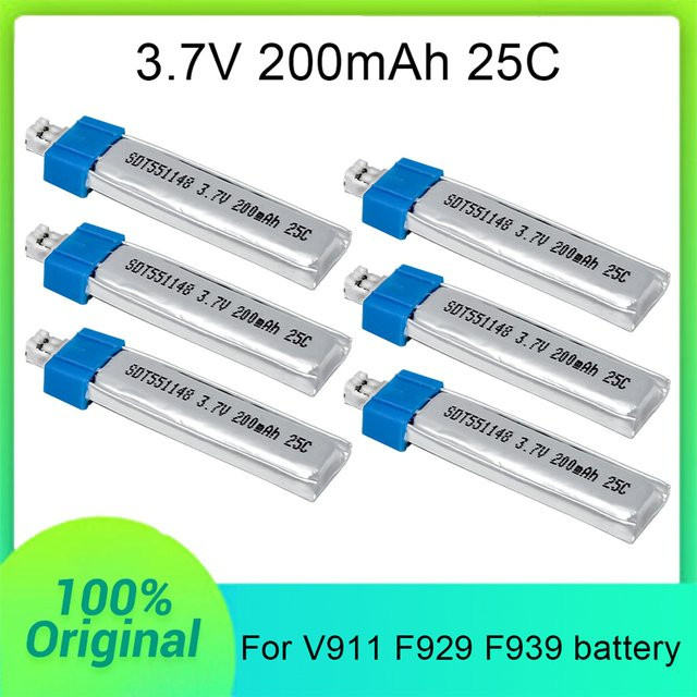 WLtoys Ersatzbatterie für RC Helikopter V911 F929 F939 mit 3,7V und 200mAh in Silber - Bild 1