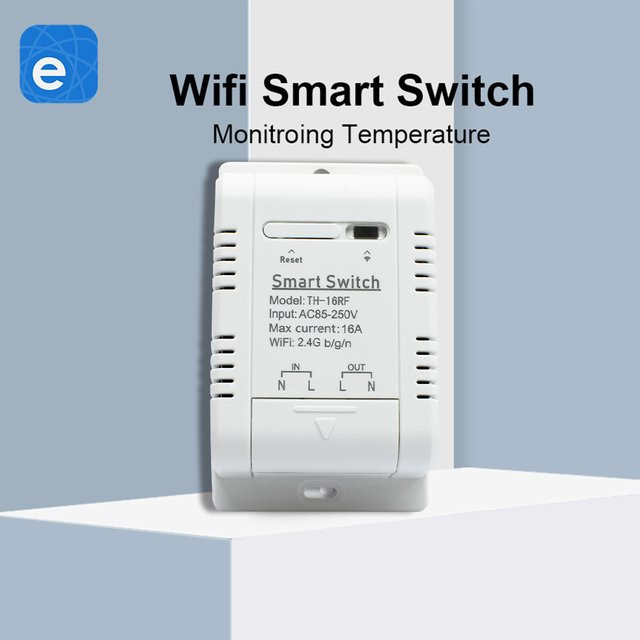 eWeLink TH-16RF16A Smart-Relais mit Temperatursensor 3000W WLAN App-Steuerung kompatibel mit Google Home Farbe Weiß - Bild 1