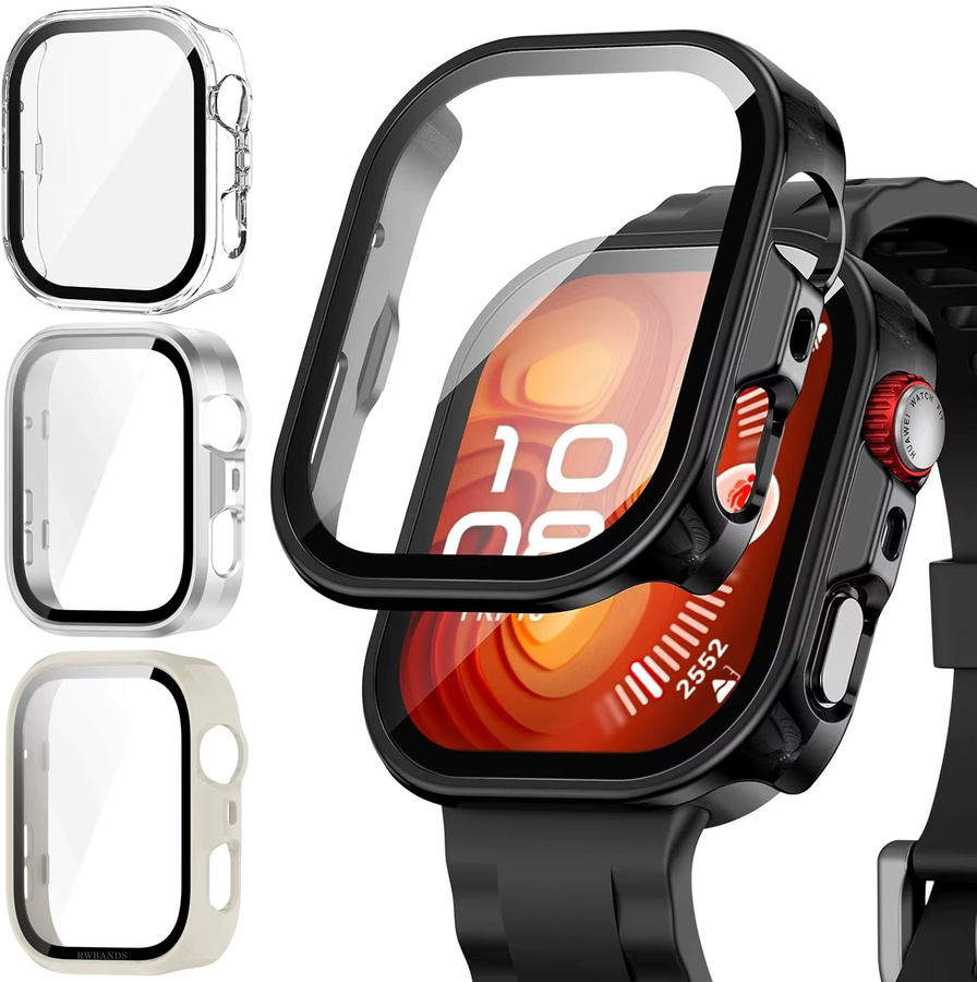 HUBANDE Uhrenzubehör Hülle und Displayschutzfolie für Huawei Watch Fit 3/4/4 Pro, Edelstahl, Schwarz, Unisex - Bild 2