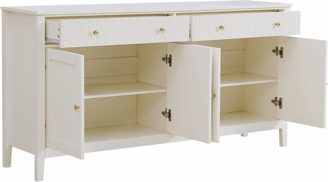 okwish Sideboard Modern in Weiß mit 2 Schubladen und 4 Türen, B/T/H: 160 x 40 x 82,5 cm - Bild 1
