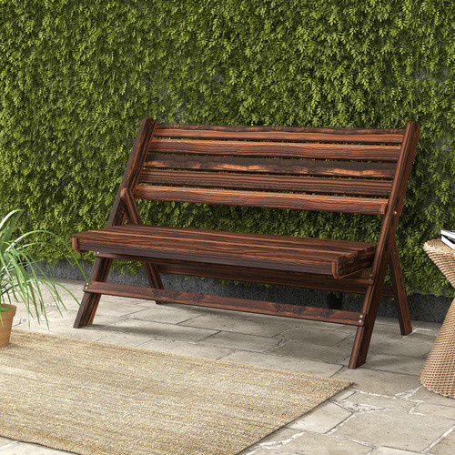 Outsunny Gartenbank aus Tannenholz in braun im rustikalen Latten-Design, B/T/H: 122 x 63 x 83 cm - Bild 4