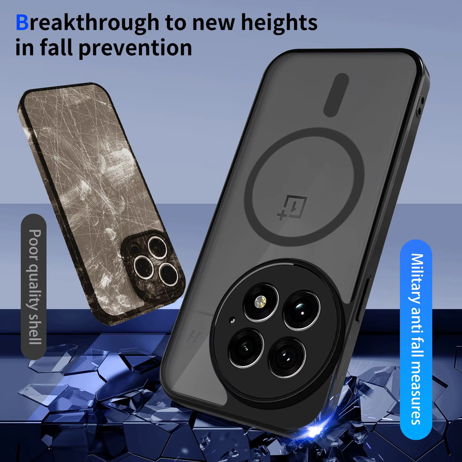Magnetische OnePlus 13R Handyhülle in Schwarz, matt und transluzent mit kabellosem Laden - Bild 6