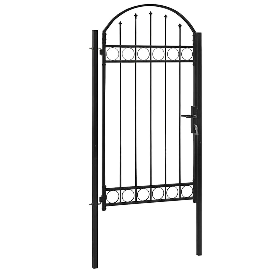 vidaXL Zauntor aus Stahl mit gewölbter Spitze in Schwarz, B: 100 cm, H: 250 cm - Bild 2