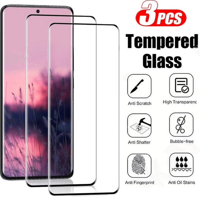 3er-Pack Panzerglas Displayschutz aus gehärtetem Glas für Samsung Galaxy S25 S24 S23 S22 S21 S20 Ultra und Note Serie, transparent - Bild 1