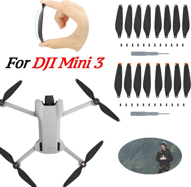 DJI Mini 3 Ersatzpropeller Set mit Schrauben, 8 Stück Mini Propeller Flügel Klingen in Schwarz und Orange - Bild 1