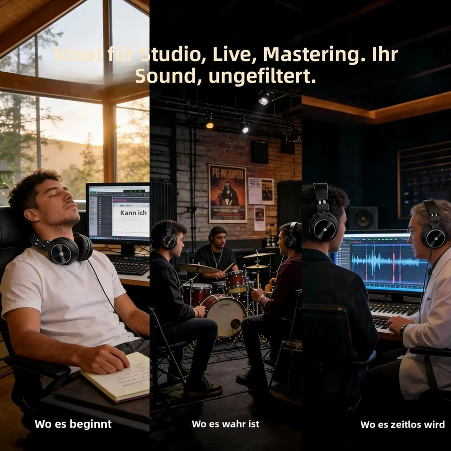 Ortizan Kabelgebundene Over-Ear-Kopfhörer in Schwarz mit 50-mm-Treibern und 3,5-mm-Audiobuchse für Studio-Monitoring, DJ und Recording - Bild 6