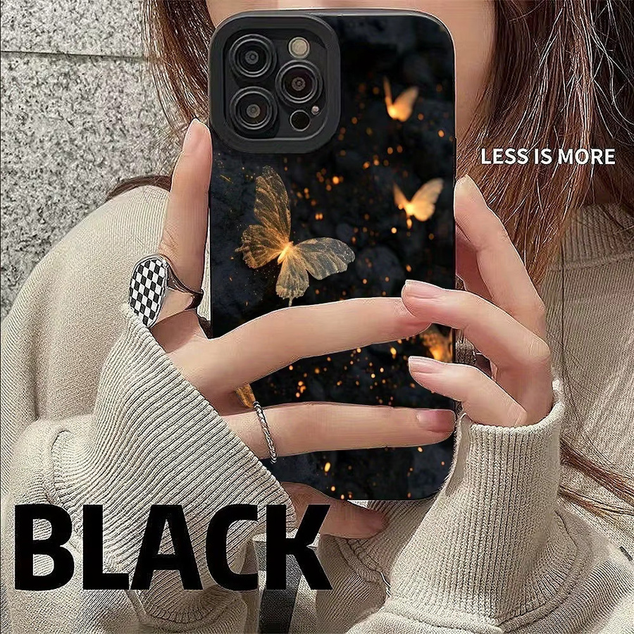 Handyhülle mit Nachtschmetterlingsmuster und Angel Eyes für Apple iPhone 17 16 15 Pro Max Plus Serie in Schwarz - Bild 4