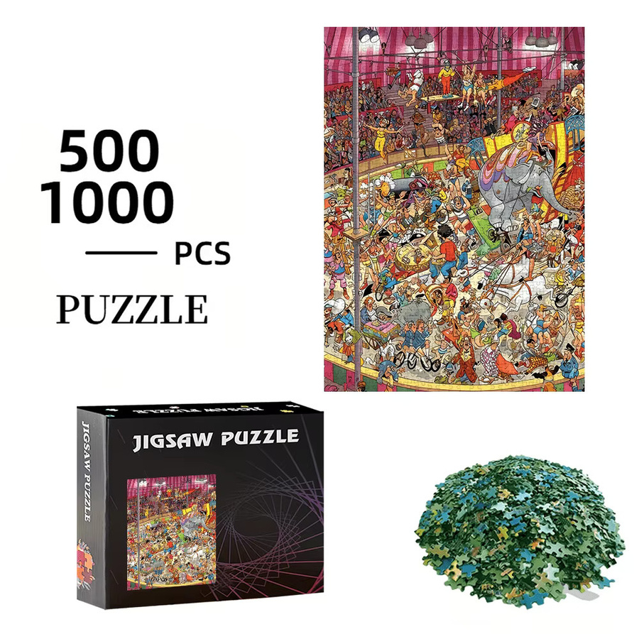 AZNM Zirkus- und Elefanten-Puzzle, Tiere, Pappe / Karton, Bunt / Mehrfarbig - Bild 2