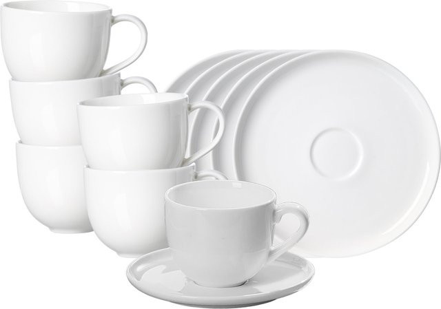 Ritzenhoff & Breker Espressotassen mit Untertassen Skagen aus Porzellan, Weiß, 6er Set, 90 ml - Bild 1