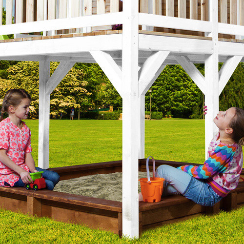 Axi Liam Spielturm mit Roxy Nestschaukel aus Holz in Braun, Weiß und Grau B/H/T: 613 x 277 x 291 cm - Bild 4