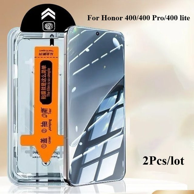 2er-Pack Displayschutzfolie aus gehärtetem Glas für Honor 400, Honor 400 Pro und Honor 400 Lite, transparent mit Installationskit und Explosionsschutz - Bild 1