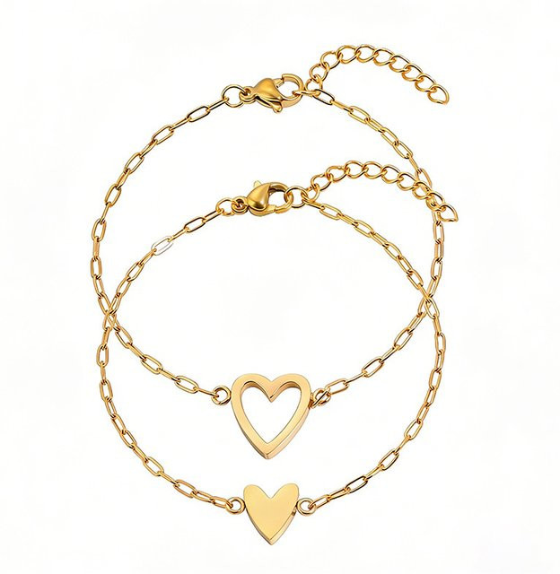 duobeiduo Armband Hohlherz, Edelstahl, Gold, Damen - Bild 1