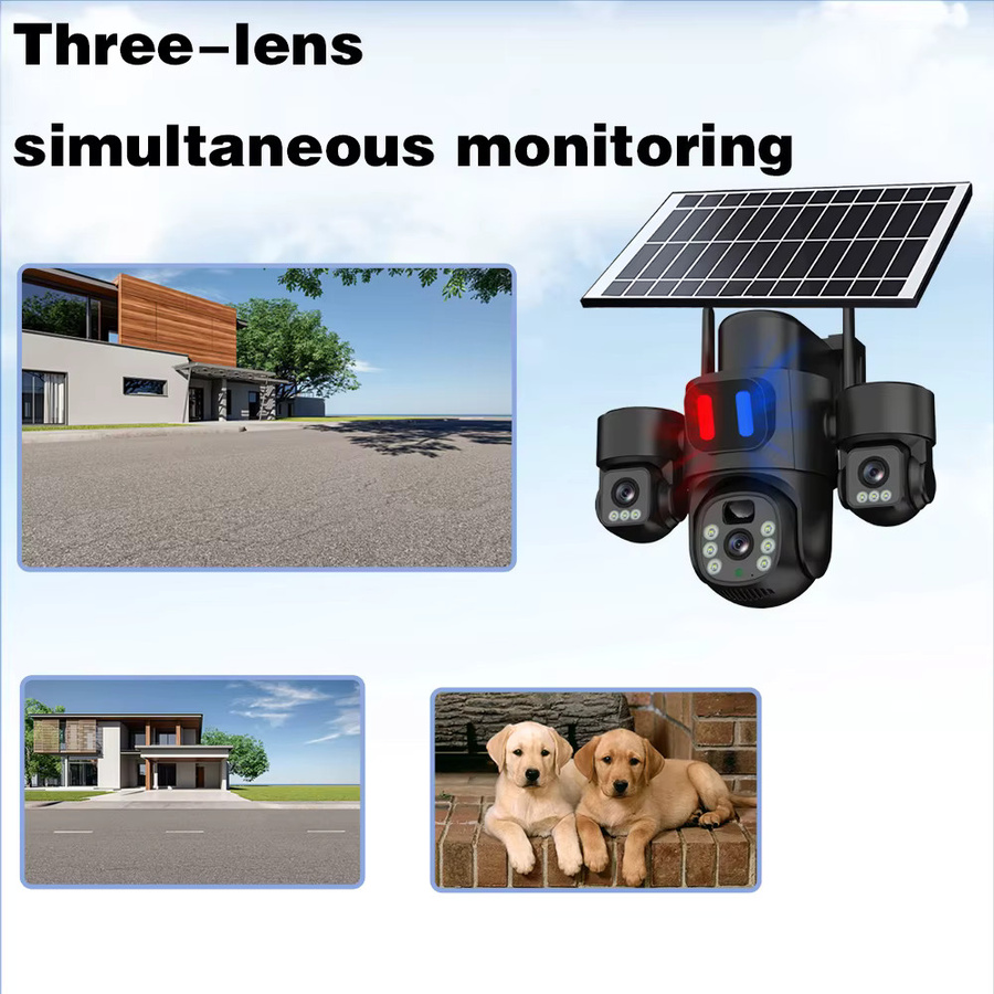 Jaxcam Solar PTZ-Überwachungskamera für Außenbereich mit 15MP, WLAN, Drei-Objektiv-System und PIR-Erkennung in Schwarz - Bild 4