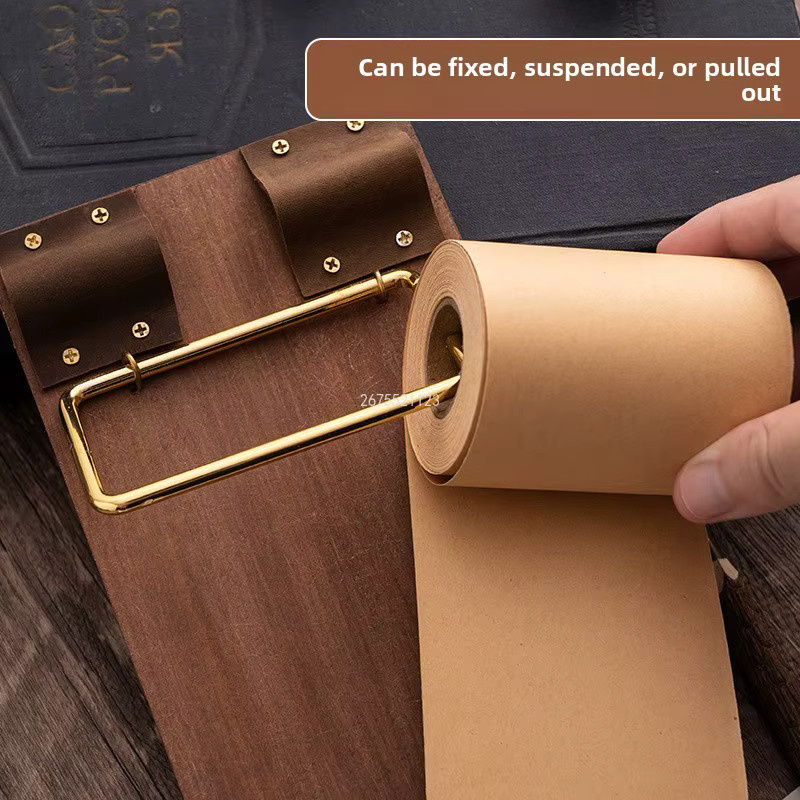 Vintage Haftnotiz-Clip aus Metall mit Rollenpapier in Grün und Braun zum Aufhängen - Bild 2