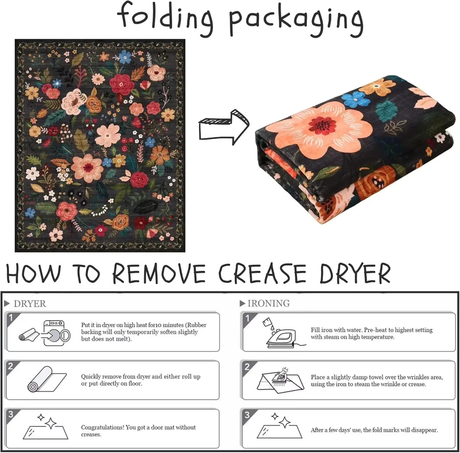 Waschbarer Teppich von facaishu mit floralem Retro-Blumenmuster für Wohnzimmer und Schlafzimmer, mehrfarbig - Bild 2