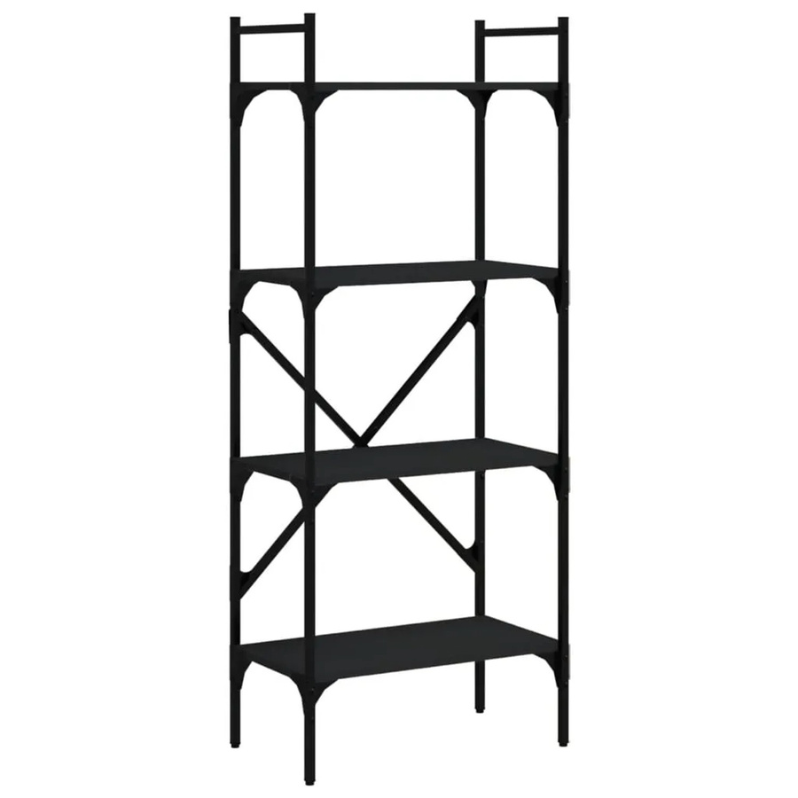 vidaXL Bücherregal mit 4 Fächern in Schwarz aus Holzwerkstoff und Metall, B/T/H: 56 x 31,5 x 138,5 cm - Bild 2