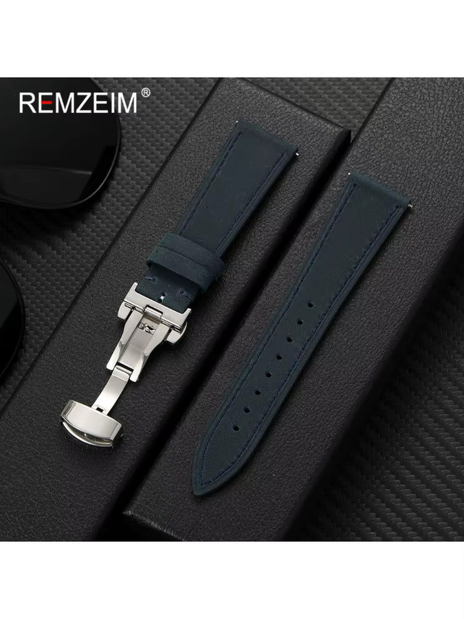 REMZEIM Uhrenarmband Leder, Crazy Horse-Leder, Butterfly-Schnalle, Herren - Bild 2