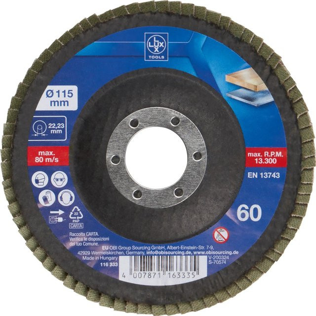 LUX-TOOLS Fächerschleifscheibe Multi Ø 115 mm K60 Multicolor - Bild 1