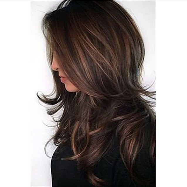 HAIRJOY Perücke, lange mehrschichtige Haare, Braun-Highlight, Damen - Bild 1