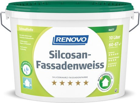 RENOVO Fassadenfarbe für Mauerwerk in Weiss, matt, wasserbasiert - Bild 1