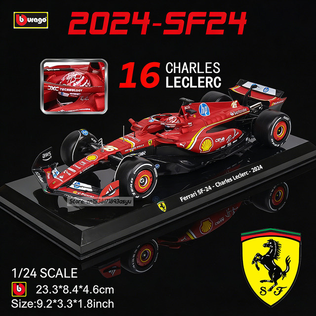 Bburago Ferrari SF24 # 16 Leclerc, Präzisionsmodellauto, 1:24, ab 14 Jahren - Bild 1