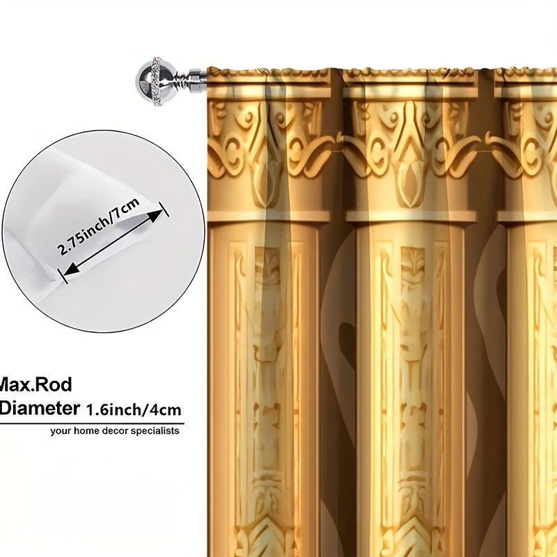 Yiran Furniture Vorhang Set 2 Stück in Gold im Retro-Design, halbtransparent, Polyester, B: 135 cm, H: 185 cm - Bild 2