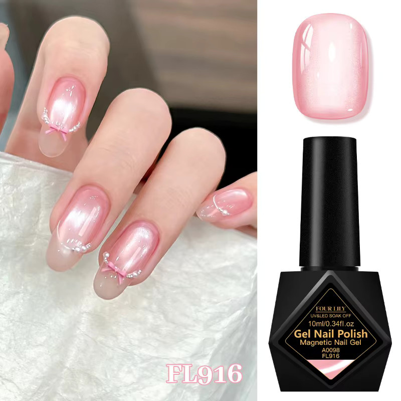 Four Lily Magnetischer Gel-Nagellack, Rosa Glasperle, 10 ml, Glänzend - Bild 3
