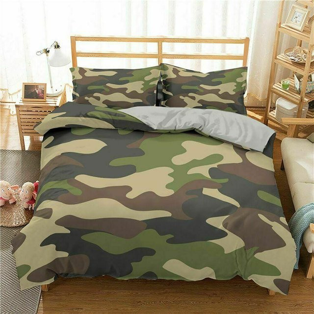 Binchi Outdoor Product Bettbezug-Set mit Camouflage-Muster aus Mikrofaser, 3-teilig, Mehrfarbig, B/H: 140 x 200 cm - Bild 1
