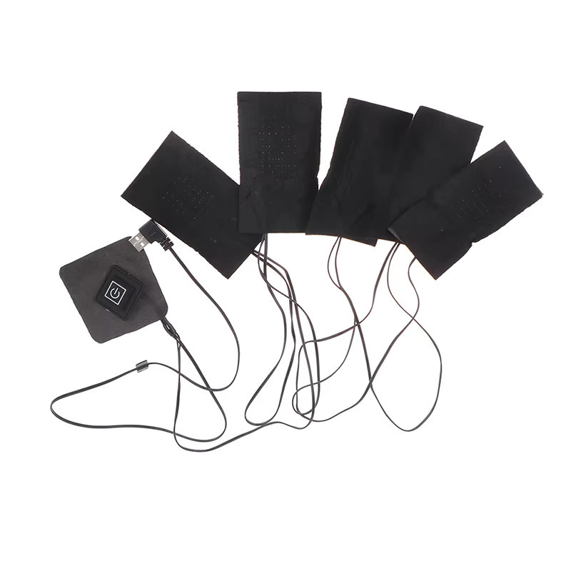 5er Set USB-Elektro-Heizkissen für beheizte Kleidung und Jacken, Schwarz - Bild 4