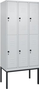 C+P Doppelstock-Spind Classic PLUS mit 3 Abteilen, Gestell in Lichtgrau, H x B x T: 212 x 90 x 50 cm - Bild 1