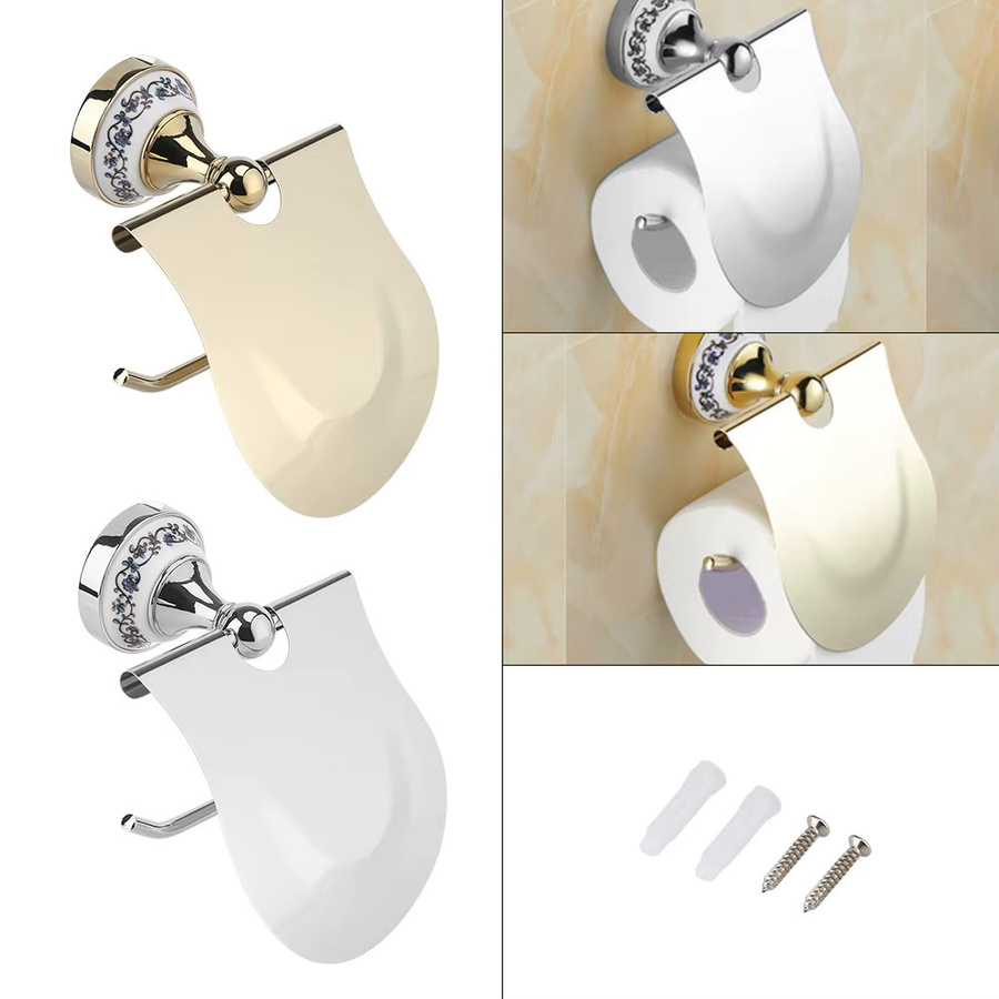 Aramox Wandmontierter Toilettenpapierhalter mit Abdeckung, Poliert - Bild 1
