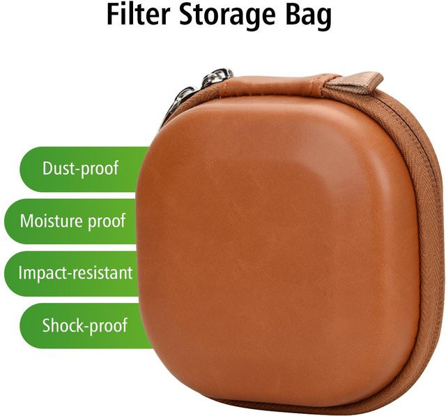 PRO TANLE Filter Aufbewahrungsetui aus PU-Leder in Braun für bis zu 5 Filter bis 82mm - Bild 1