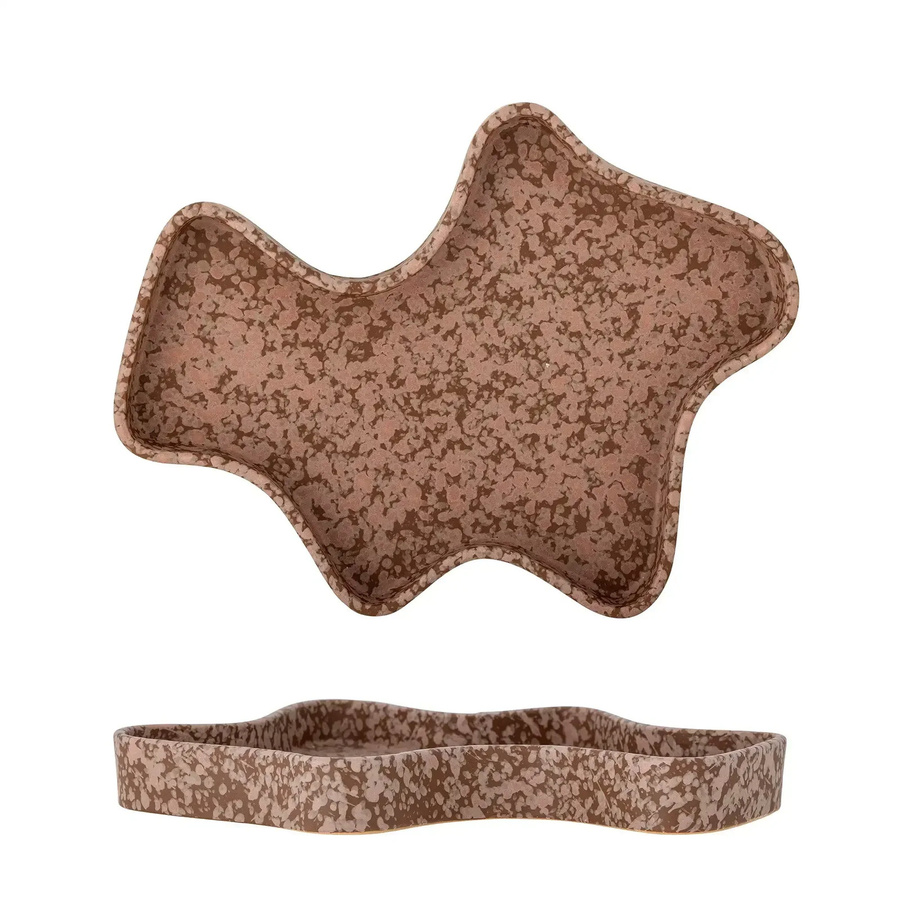 Bloomingville Keramik Tablett Lakey in Braun mit organischer Form, Breite: 22 cm, Tiefe: 29 cm - Bild 1