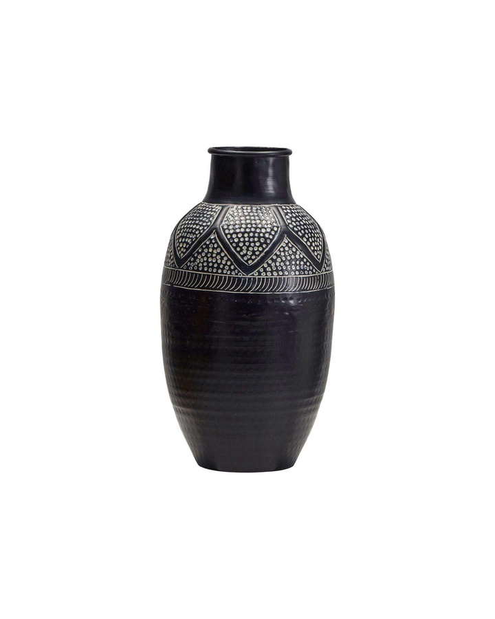 House Doctor Vase Bloss schwarz geriffelt modern Höhe: 38 cm, Breite: 20,5 cm, Tiefe: 20,5 cm - Bild 1