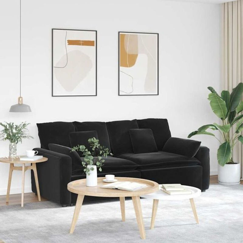 Modulares Sofa mit Kissen von vidaxl in Schwarz aus Samt und Metall im modernen Design - Bild 1