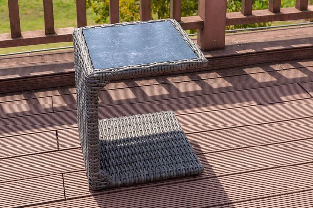 OUTFLEXX Beistelltisch aus Polyrattan in Grau mit Spraystone Tischplatte, B/T/H: 45 x 45 x 50 cm - Bild 1