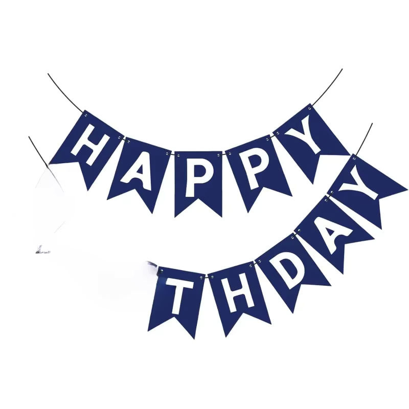 Marineblaues Happy Birthday Bunting-Banner aus Papier für Geburtstage und Partys - Bild 7