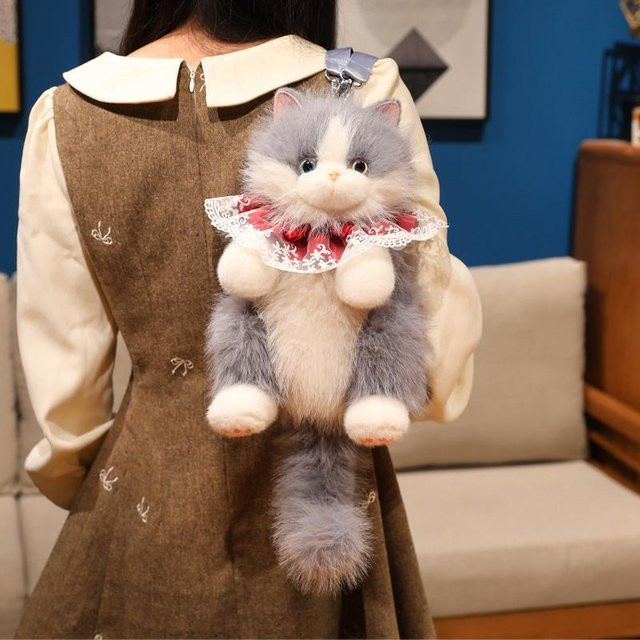 Linyi toy Ragdoll Katzen Rucksack, Plüsch, Grau - Bild 1