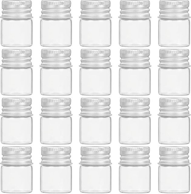 20 Stück transparente Glasflaschen mit Aluminiumkappe und Schraubverschluss, 5 ml Probenfläschchen für Nachrichten oder Wünsche - Bild 1