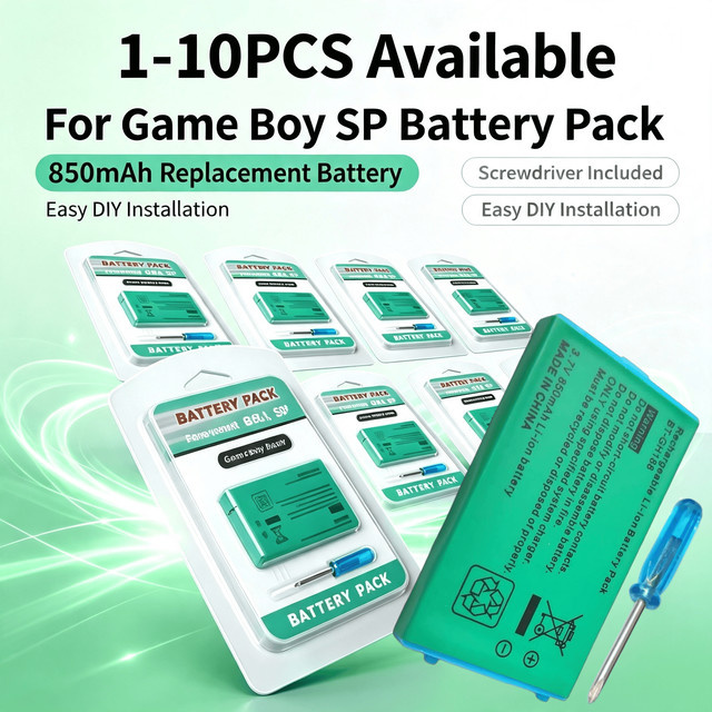 NDNNAS Lithium-Ionen-Ersatzakku 850mAh für Game Boy Advance GBA SP in Grün - Bild 1