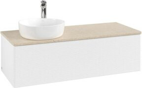 V&B Waschtischunterschrank Antao mit Frontstruktur und Beleuchtung, Farbe: Weiß, B/T/H: 120 x 50 x 36 cm - Bild 1