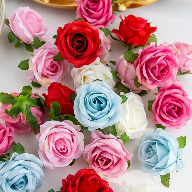 ZQCY Künstliche Seidenrosenköpfe in Pink und Multicolour für Hochzeit, Party und DIY-Dekoration, 10 Stück - Bild 1