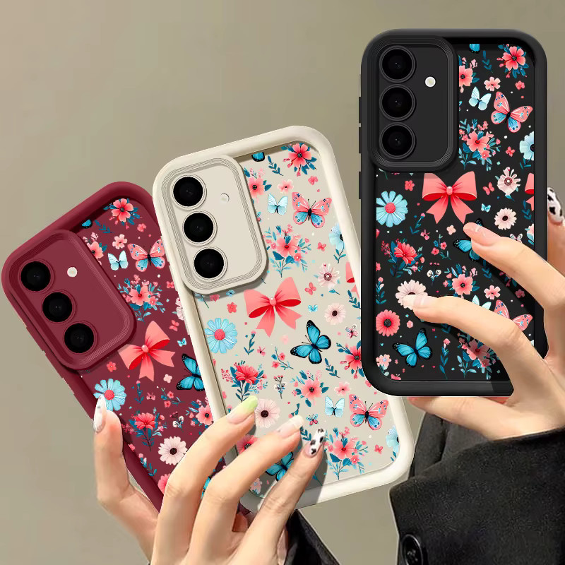 Weiche TPU Handyhülle mit Blumenmuster für Samsung Galaxy S25 S24 S23 S22 Ultra, A55 A54 A53 A35 A15 A16 und weitere Modelle, Farben: Beige, Weiß, Multicolour - Bild 2