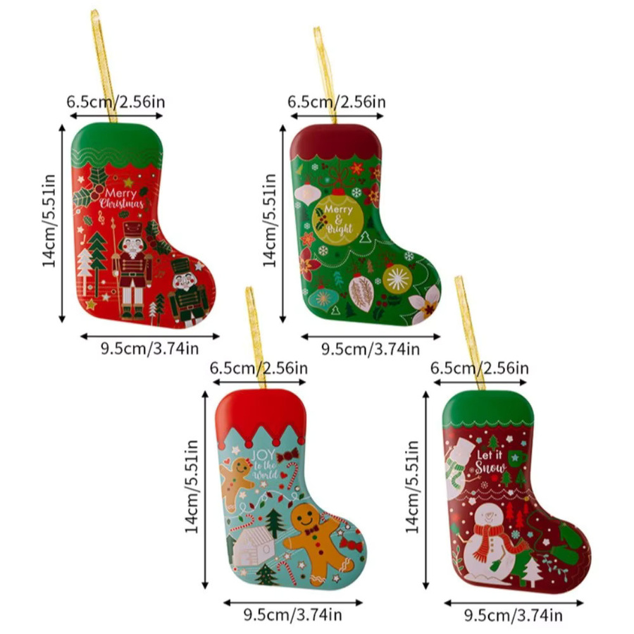 WakaParty Weihnachts-Süßigkeitenbox aus Zinn in Strumpf-Form, bunte Weihnachtsdekoration für Partys - Bild 2