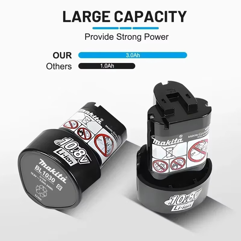 Makita Ersatz-Werkzeugakku 10,8 V mit 3,0 Ah oder 2,0 Ah für BL1013 BL1020 BL1030 TD090D DF030D - Bild 3