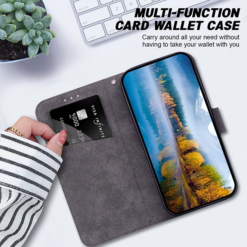 Magnetische Leder-Handyhülle Wallet Case für Motorola E20 E30 E40 E7I Power E6 Play E7 Plus E22i E13 E6i E6S in Schwarz - Bild 4
